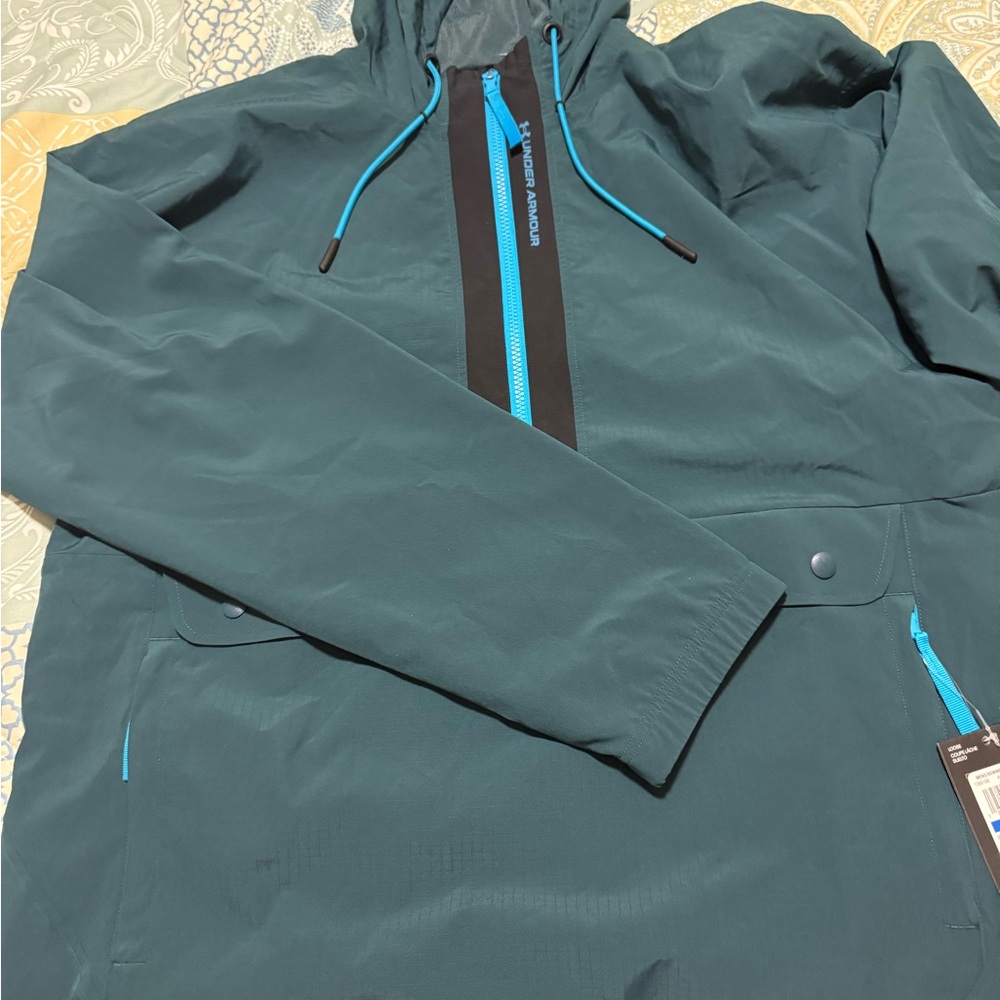 Under Armour Men's Dark Teal Jacket with Blue Details